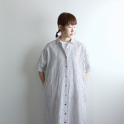 original cotton linen stripe/ one piece/white 10枚目の画像