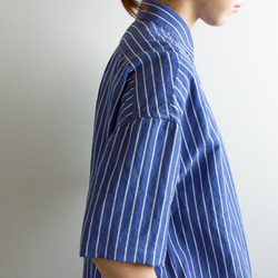 original cotton linen stripe/ one piece/blue 9枚目の画像