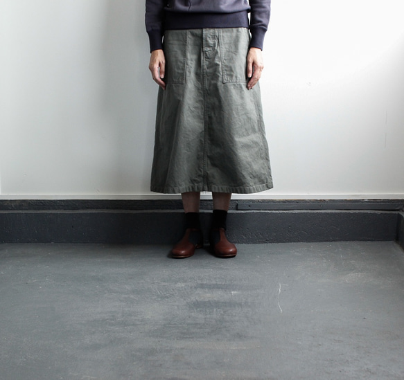 army cord/baker skirt/khaki 4枚目の画像