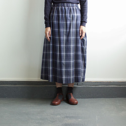 cottonrayon/tuckgather skirt/blue 3枚目の画像