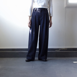 donegal tweed wide pants/navy 2枚目の画像