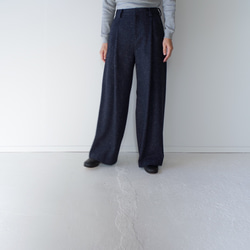 donegal tweed wide pants/navy 1枚目の画像