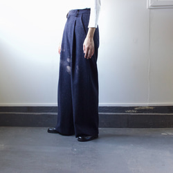 donegal tweed wide pants/navy 3枚目の画像