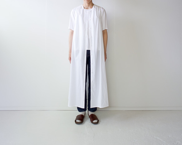 air tumbler cotton/tuck gather onepiece/white 1枚目の画像