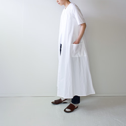 air tumbler cotton/tuck gather onepiece/white 3枚目の画像