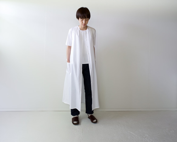 air tumbler cotton/tuck gather onepiece/white 4枚目の画像