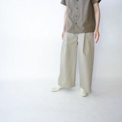 twill cotton linen/wide pants/graige 1枚目の画像