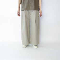 twill cotton linen/wide pants/graige 2枚目の画像