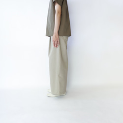 twill cotton linen/wide pants/graige 4枚目の画像