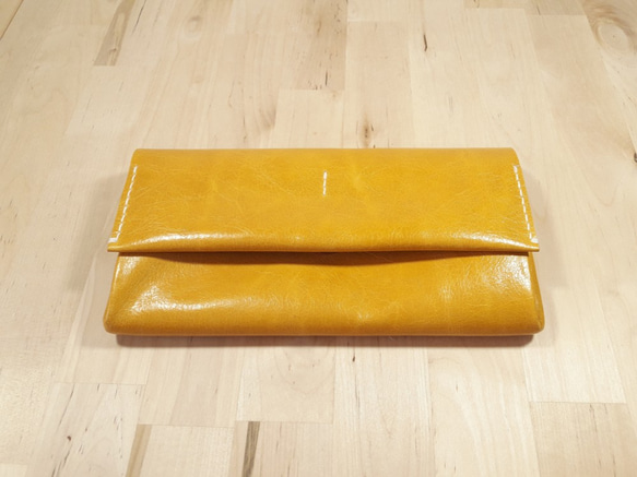 限定版の手作りの黄金色のオレンジ3つの長いクリップの財布財布クラッチを扱うことができます 1枚目の画像