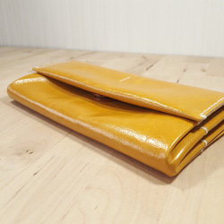 限定版の手作りの黄金色のオレンジ3つの長いクリップの財布財布クラッチを扱うことができます 2枚目の画像