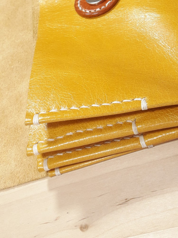 限定版の手作りの黄金色のオレンジ3つの長いクリップの財布財布クラッチを扱うことができます 10枚目の画像