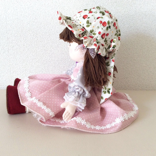 ♡美品♡新品★カーリーヘアー　可愛い女の子　布人形♡Мサイズ♡オススメ商品♡ 布人形 女の子＜パステルカラー、国産ガーゼ＞#18-004 その他