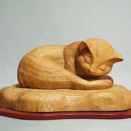 木彫り 夢猫 一点もの 彫刻 ほとけすまいる 通販 4358877｜Creema 