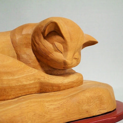 木彫り　夢猫　一点もの 3枚目の画像