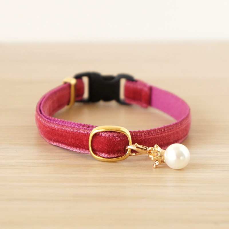 猫首輪*ベルベット ベリーレッド        Ω