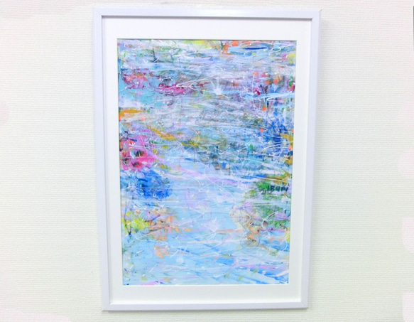原画 「水に映る記憶」 額サイズ42×62㎝ 抽象画 パワーアート 2枚目の画像