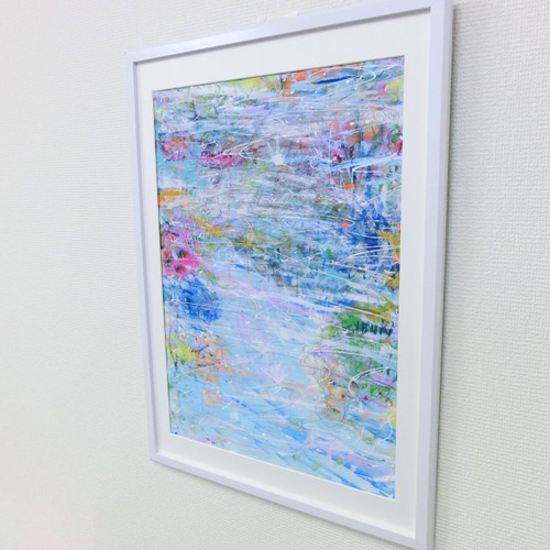 心の洗濯　　絵画原画 原画 「水に映る記憶」 額サイズ42×62㎝ 抽象画 パワーアート