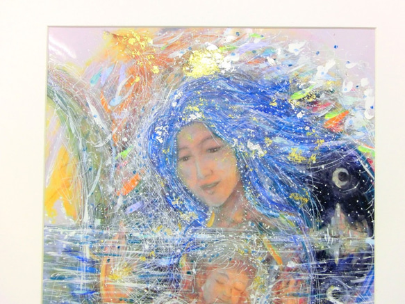 「慈愛」彩原画 A3 純金箔 純銀箔  額サイズ44×54㎝  パワーアート 4枚目の画像