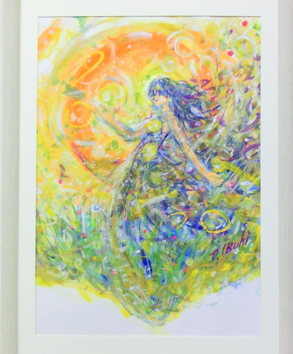 原画「命の光の玉(A)」額サイズ46×64㎝ パワーアート 絵画 息吹