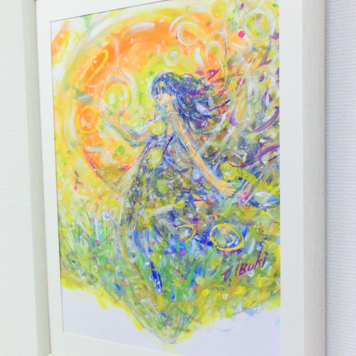 原画「命の光の玉(A)」額サイズ46×64㎝ パワーアート 絵画 息吹