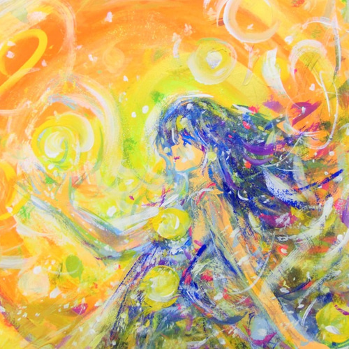 原画「命の光の玉(A)」額サイズ46×64㎝ パワーアート 絵画 息吹