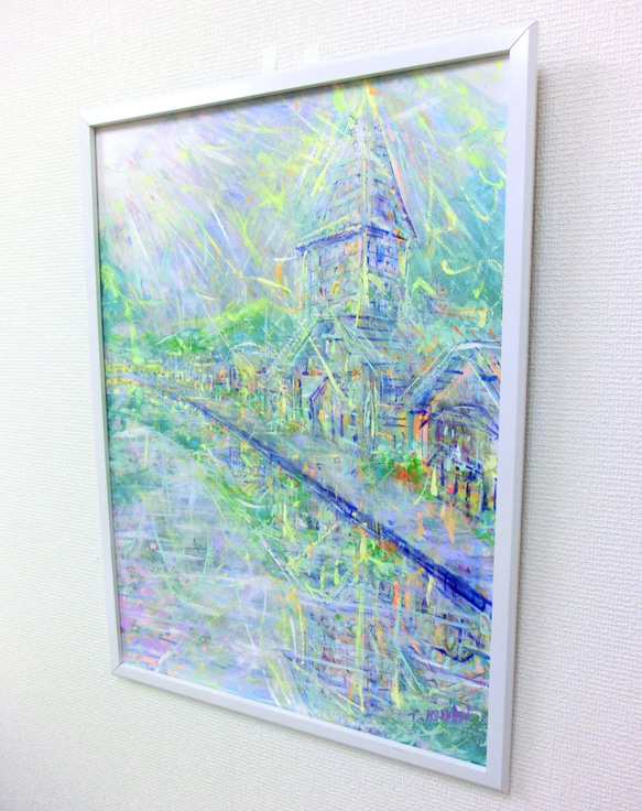 原画「緑と共に」額サイズ45×62㎝  パワーアート 2枚目の画像