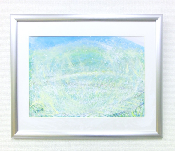 原画「夢で見た天界の里」額サイズ44×54㎝ パワーアート 絵画 息吹 友 