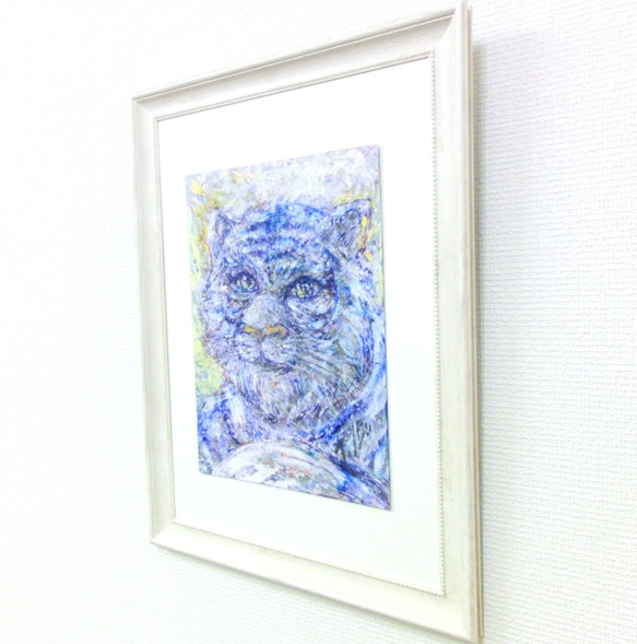 原画「夢に現れた白い虎」サイズ35×46㎝  パワーアート ゆほびか掲載作品 2枚目の画像