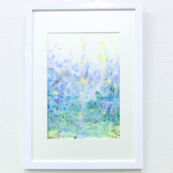 絵画 原画 作家サインあり  (クレパス、水彩など) 原画 「水平と垂直」 絵サイズ 25×36㎝ パワーアート 絵画 息吹