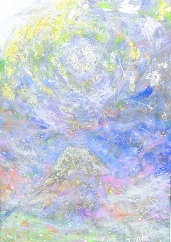 原画「銀富士」額サイズ44×54㎝  パワーアート 3枚目の画像