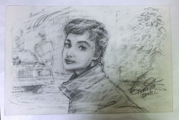 原画 「女性のデッサン（レイディー）」 鉛筆画 2枚目の画像