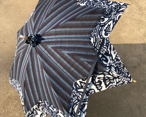 手染め藍型染めと遠州綿紬の日傘 傘・日傘 secca 通販 4026828｜Creema