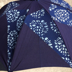 日傘 藍無地木綿と藍型染め 手染め I 初夏の持ち物 3枚目の画像