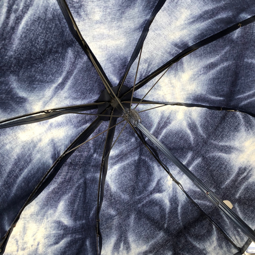 藍板締め雪花絞り染めの日傘 藍板締め雪花絞り染めの日傘
