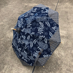 日傘　藍型染と遠州綿紬　壱 1枚目の画像