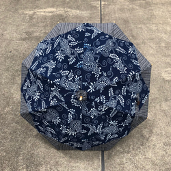 日傘　藍型染と遠州綿紬　壱 2枚目の画像