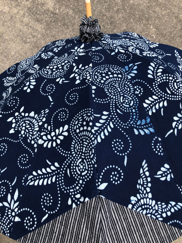 日傘　藍型染と遠州綿紬　壱 3枚目の画像