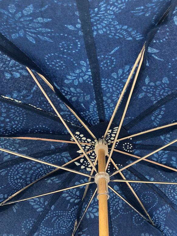 日傘　藍型染と遠州綿紬　壱 5枚目の画像