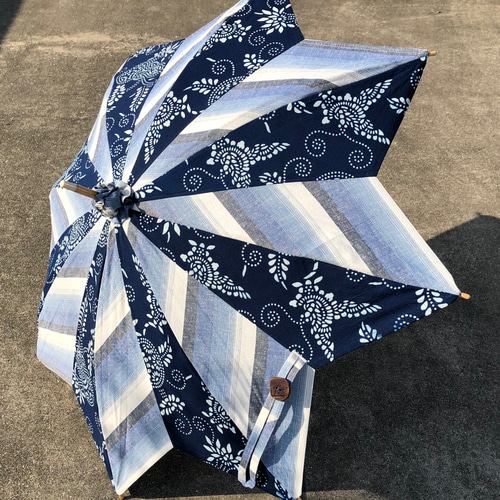 【お年玉セール特価】 傘・日傘 弐 藍型染と遠州綿紬 日傘 secca 9816223｜Creema 通販 小物