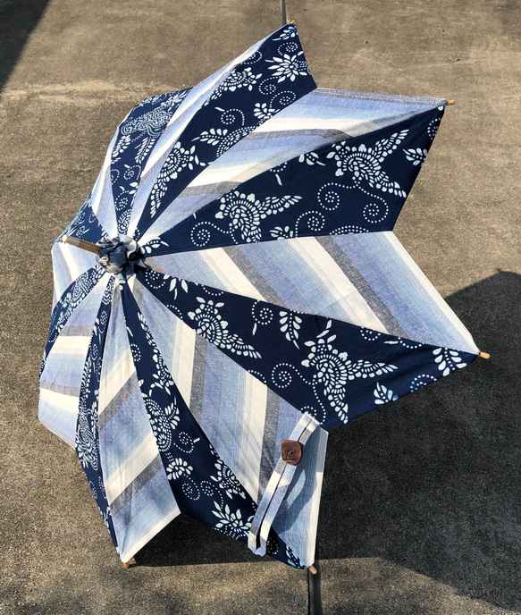 日傘　藍型染と遠州綿紬　弐 2枚目の画像