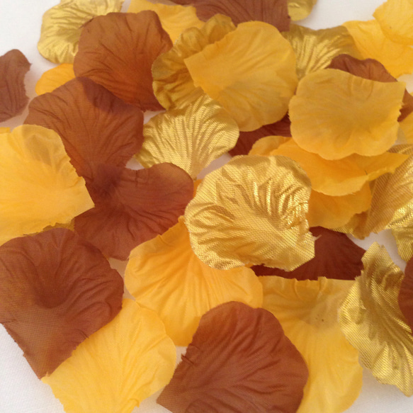 フラワーペタル 色とりどりが華やか　チョコレートブラウンゴールド　800枚 フラワーシャワー パーティーデコレーションに 5枚目の画像