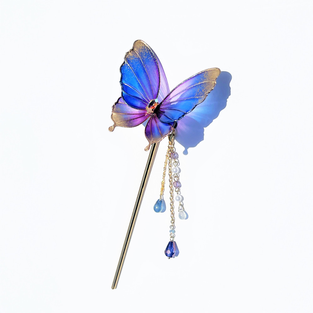蝶のかんざし【青紫・金】 かんざし 瑠花(Ruka) 通販 8749293