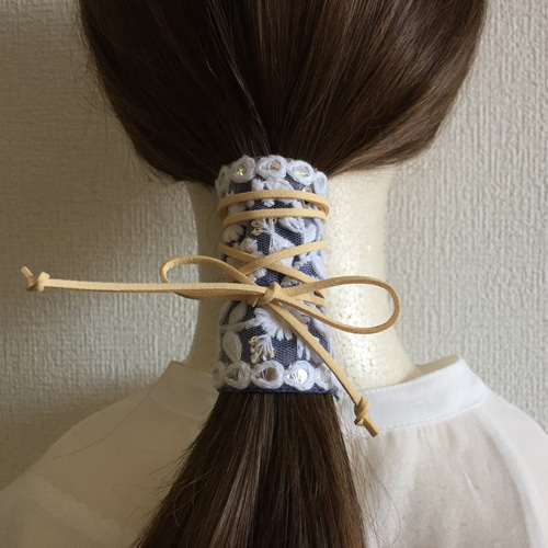 再販】インド刺繍 リボン ポニーフック ラップリボン リボンラップ