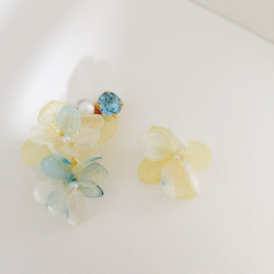 [轉賣]繡球花和施華洛世奇耳環和耳環或耳環2件套點︎黃色x藍色白色 第2張的照片