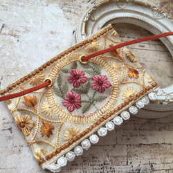 «519»◤完売◢     まんまる巾着ポーチ⸜ ෆ ⸝‍インド刺繍リボン 519»◤完売◢ まんまる巾着ポーチ⸜ ෆ ⸝‍インド刺繍リボン