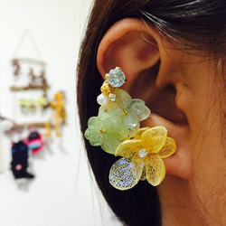 【再…販】春の芽吹きイヤーカフandイヤリングorピアス2点セット 1枚目の画像