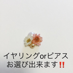 押し花  イヤーカフ&イヤリングorピアス2点セット 4枚目の画像