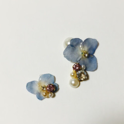 押し花 イヤーカフ&イヤリングorピアス2点セット‼︎ 1枚目の画像