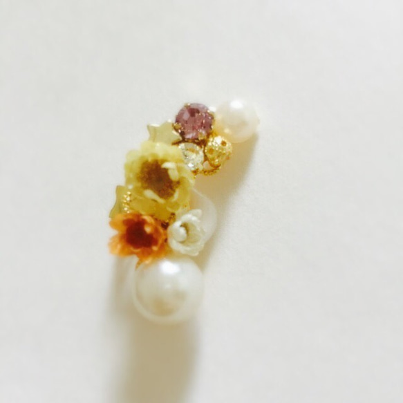 【再販】春カラー押し花イヤーカフ&イヤリングorピアス2点セット‼︎ 2枚目の画像